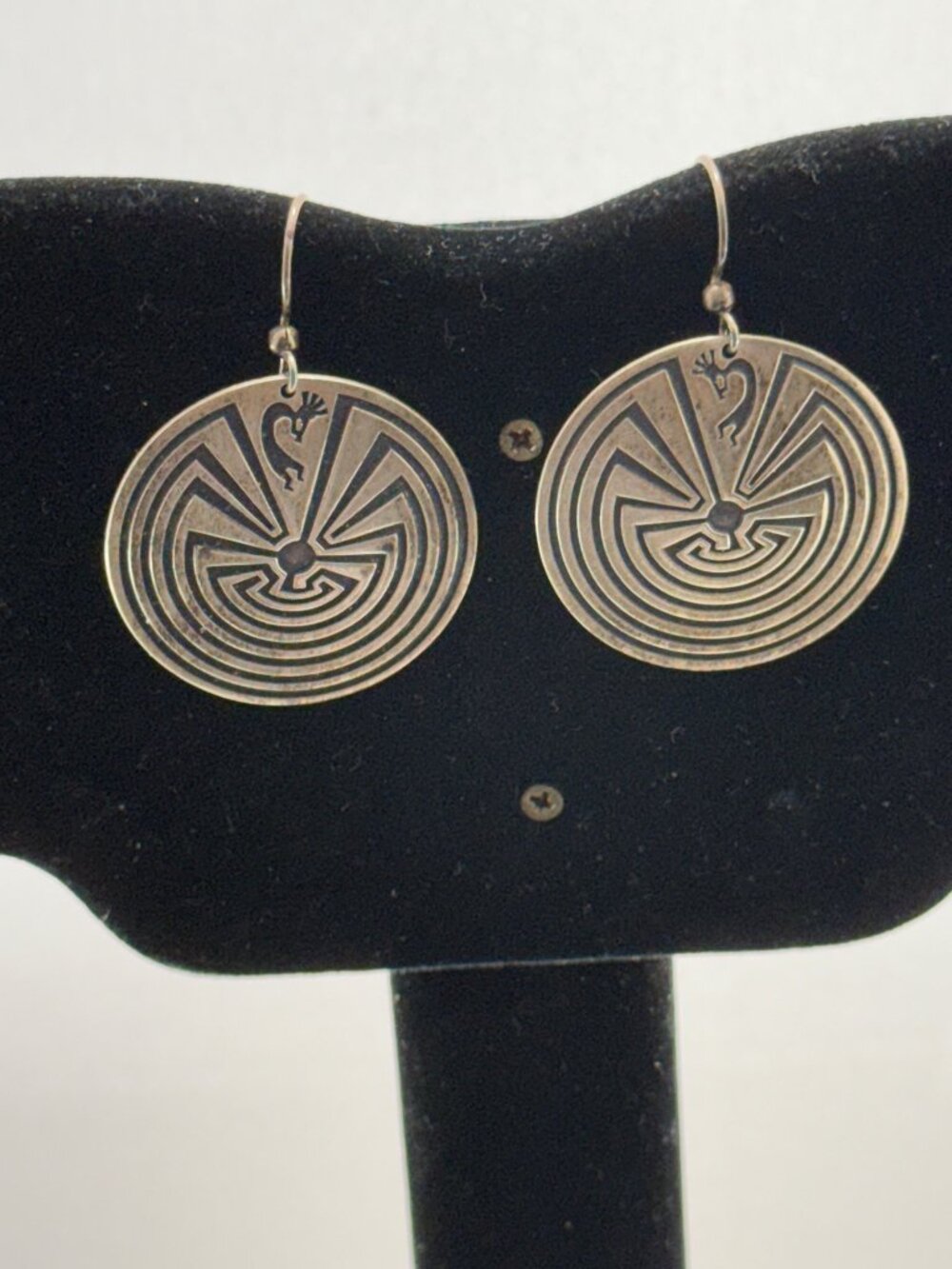 Vintage Kabana KBN Sterling Silver Man in the Maze Earrings Southwestern